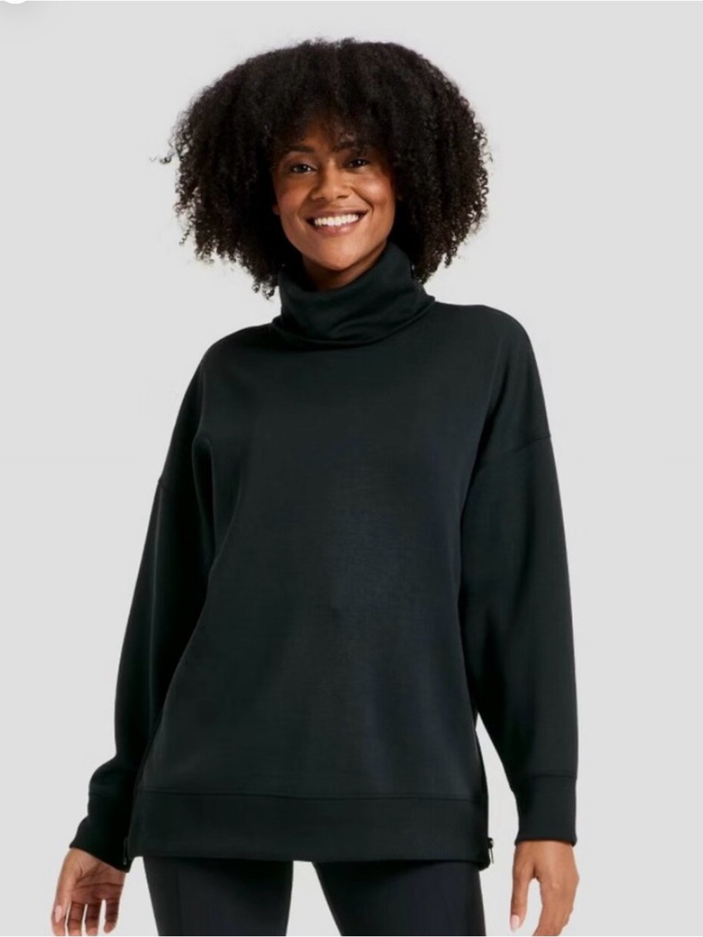 Black Cowlneck Pullover Relaxed Sweatshirt